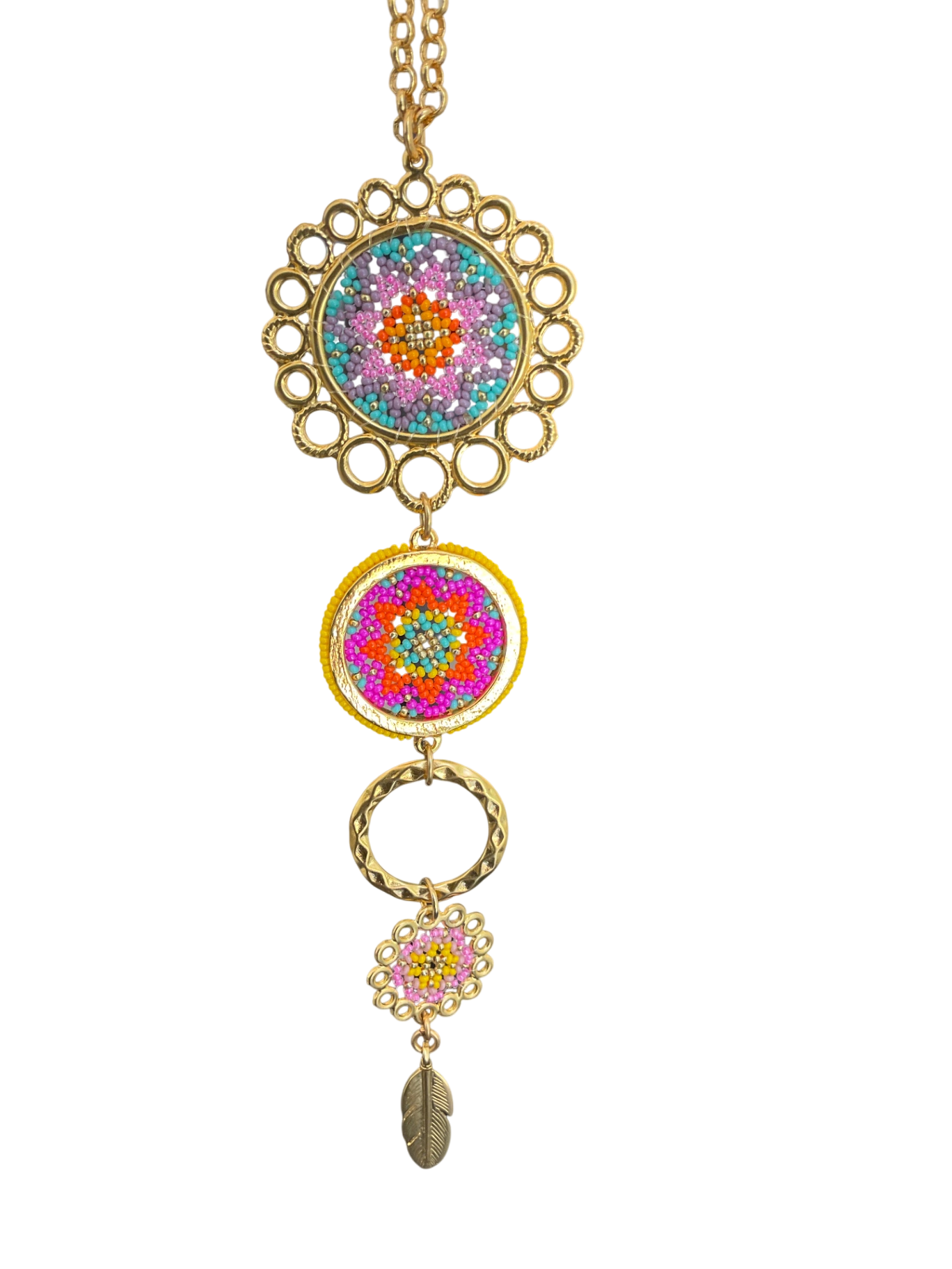 Collar MORENA CORAZÓN, Místico 4 dijes, Colores