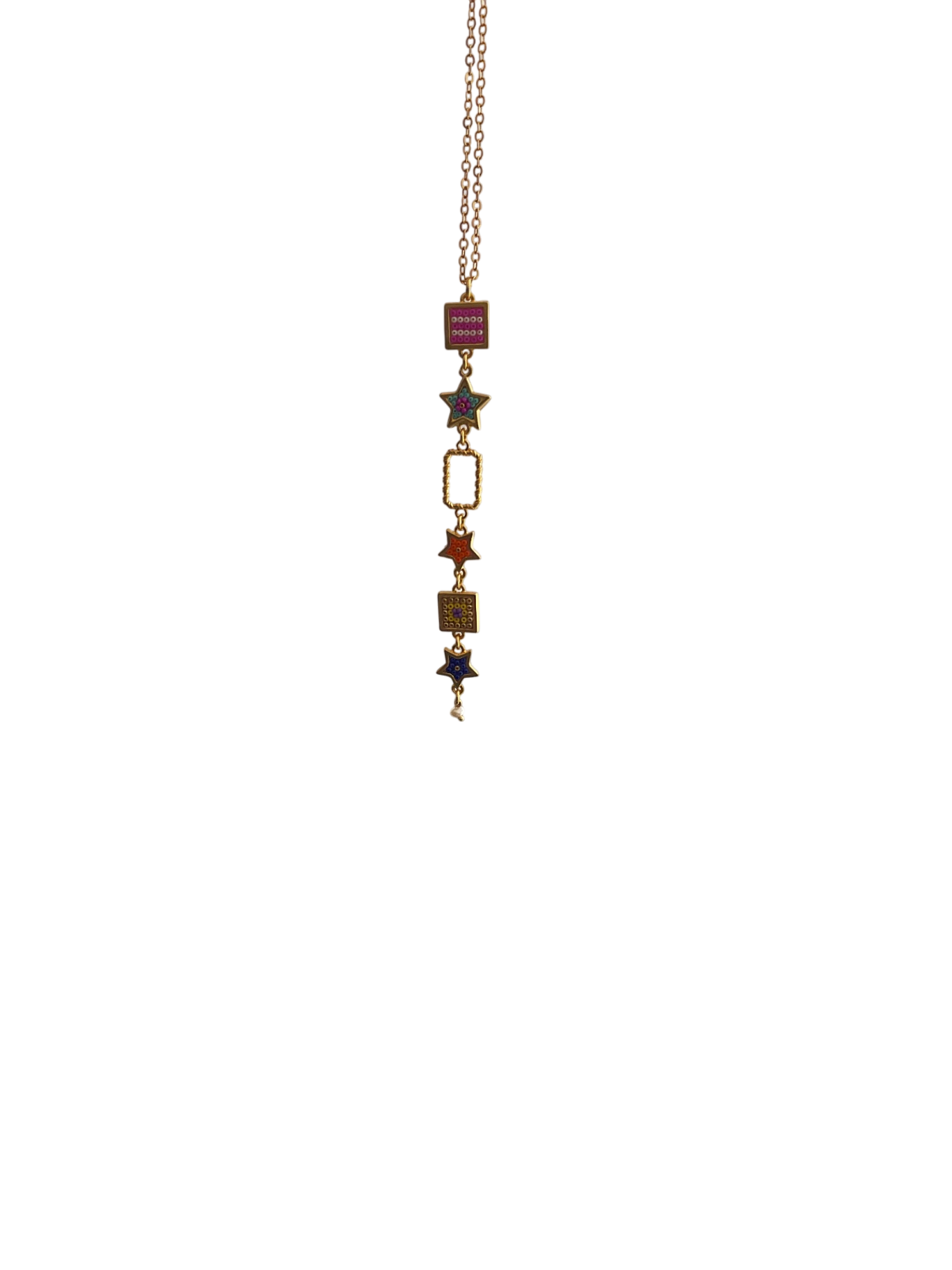 Collar MORENA CORAZON, 6 dijes con perla, Colores