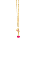 Gargantilla MORENA CORAZON,  Corazón con mota, Fucsia