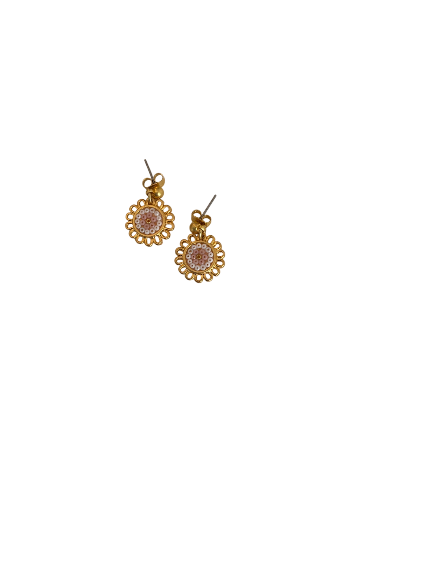 Aretes MORENA CORAZON, Flor mini, Rosa