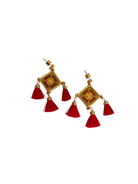 Aretes MORENA CORAZON, Ojo De Dios, Rojo