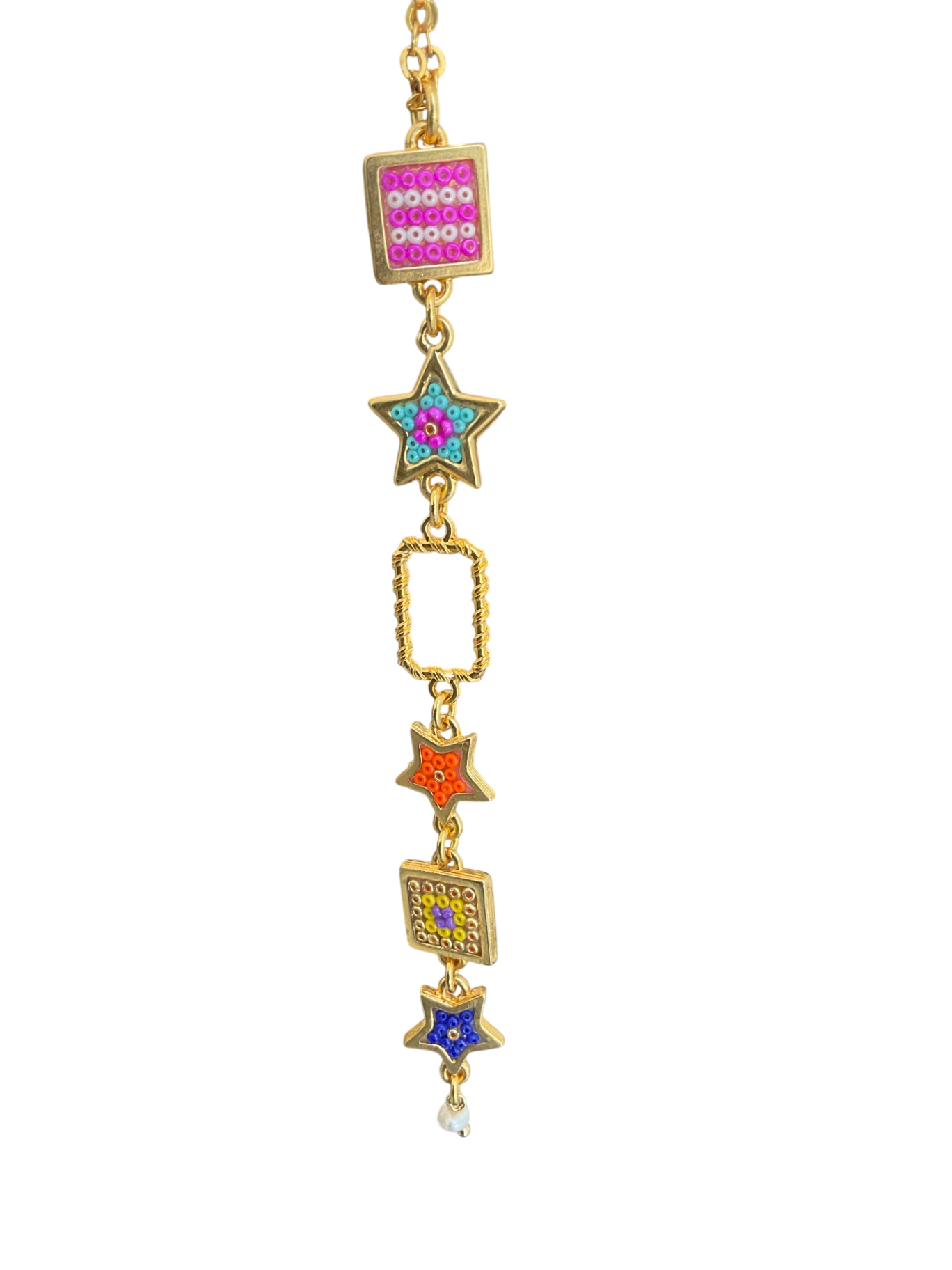 Collar MORENA CORAZON, 6 dijes con perla, Colores