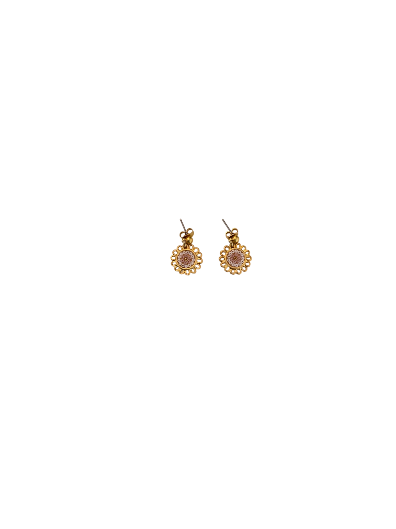Aretes MORENA CORAZON, Flor mini, Rosa