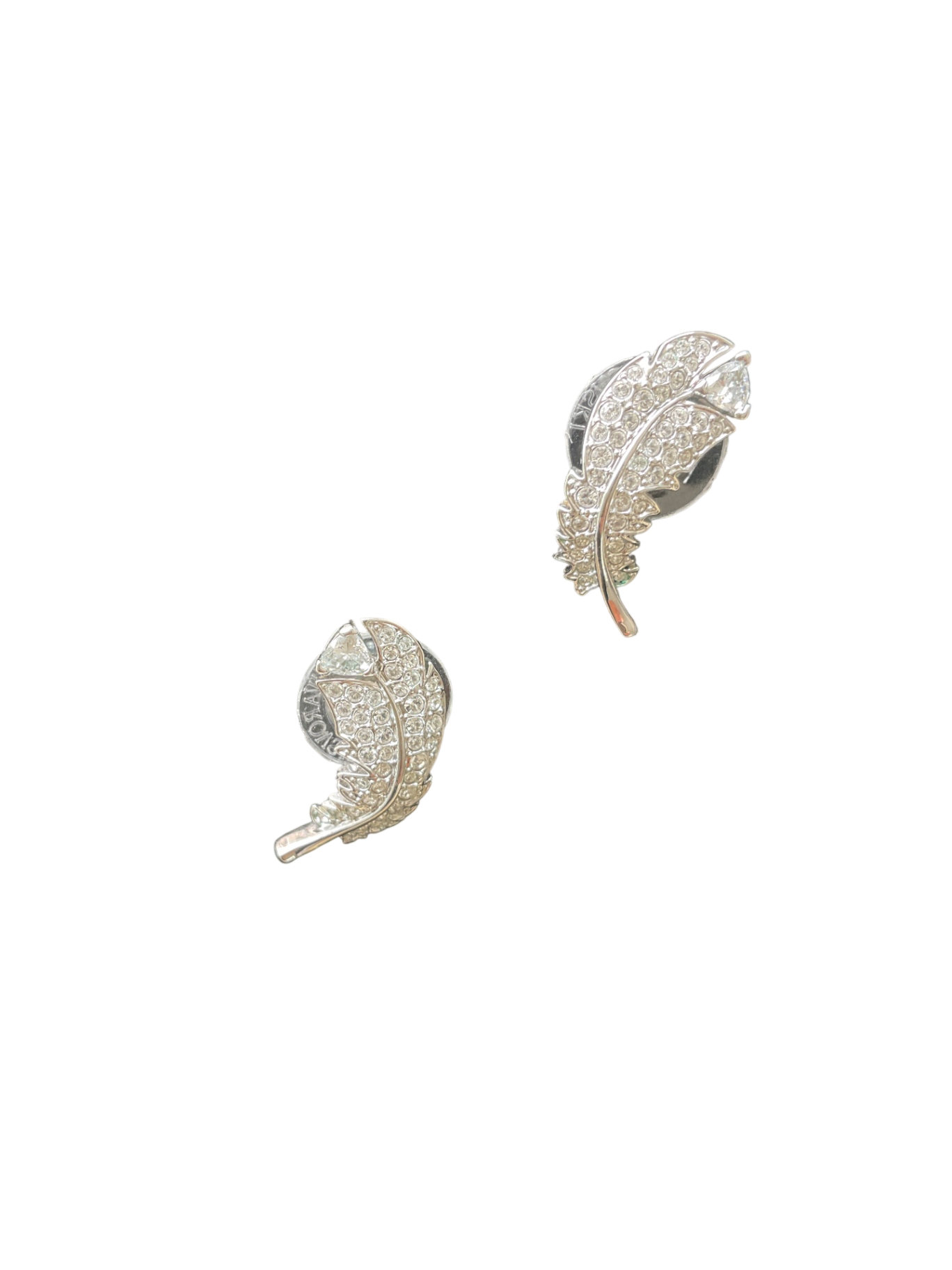 Aretes SWAROVSKI, Mod pluma, Plateado
