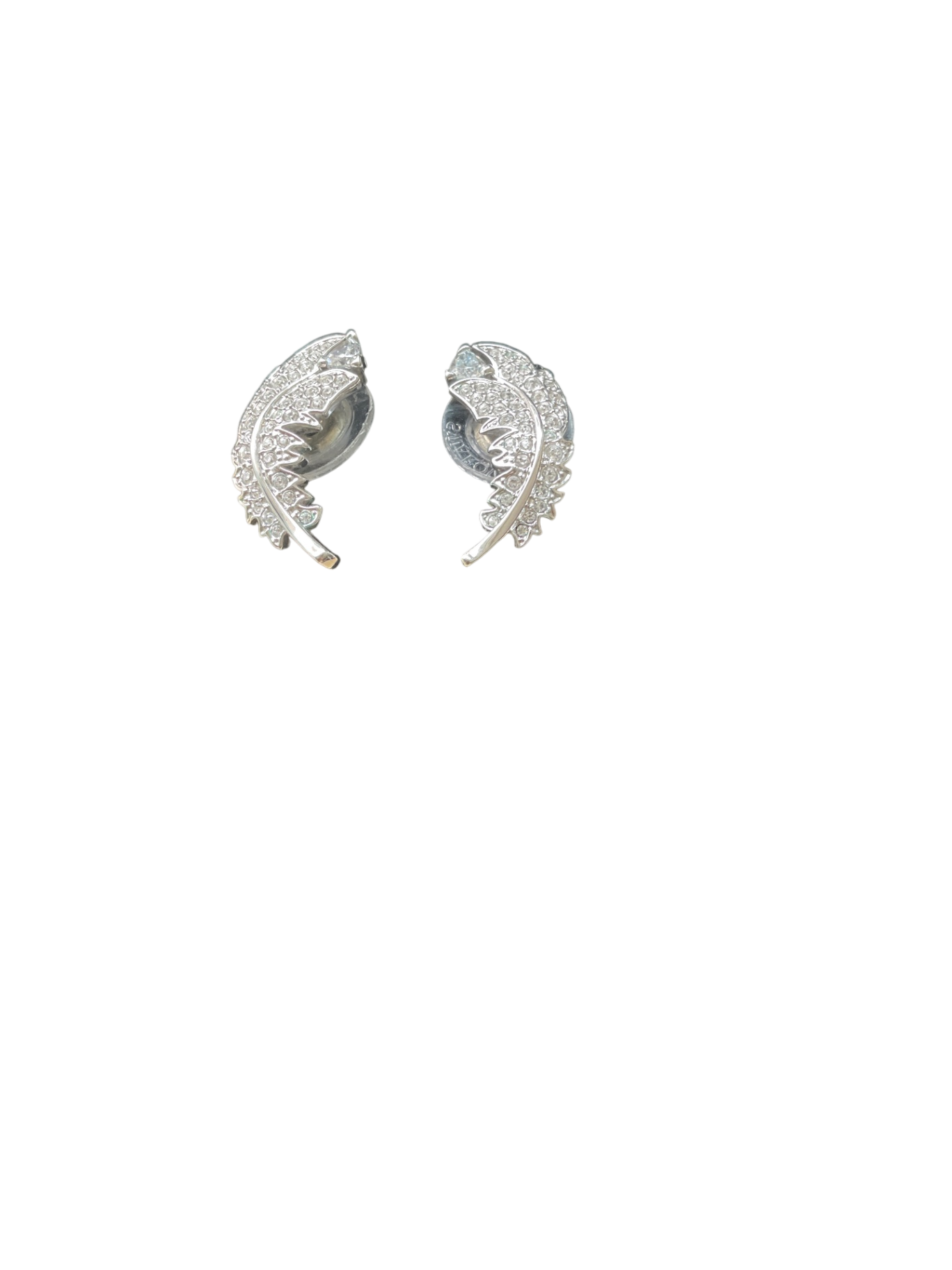 Aretes SWAROVSKI, Mod pluma, Plateado