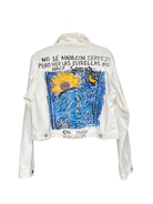 Chamarra SIN MARCA, Blanco con girasol