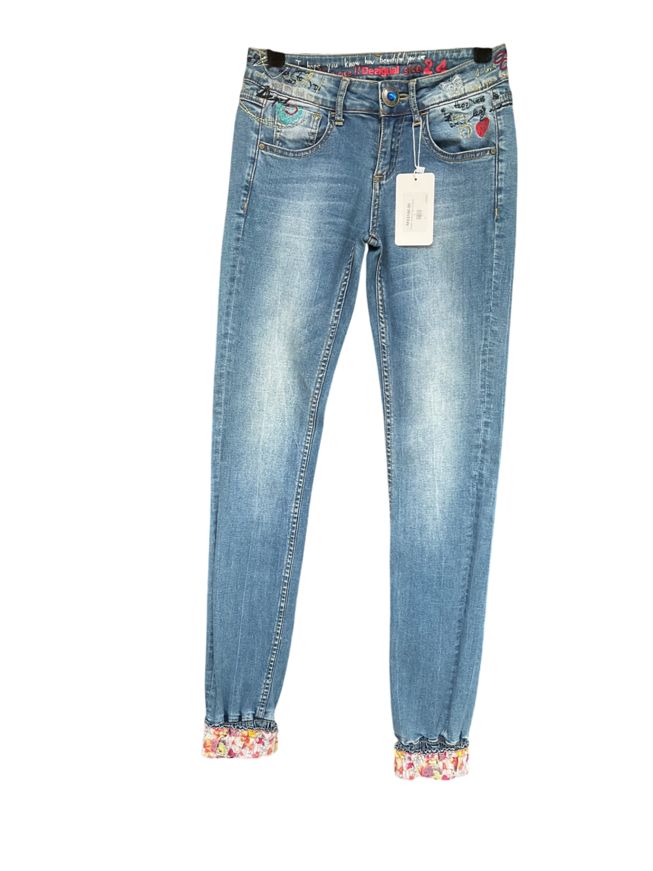 Pantalón DESIGUAL, Azul con flores