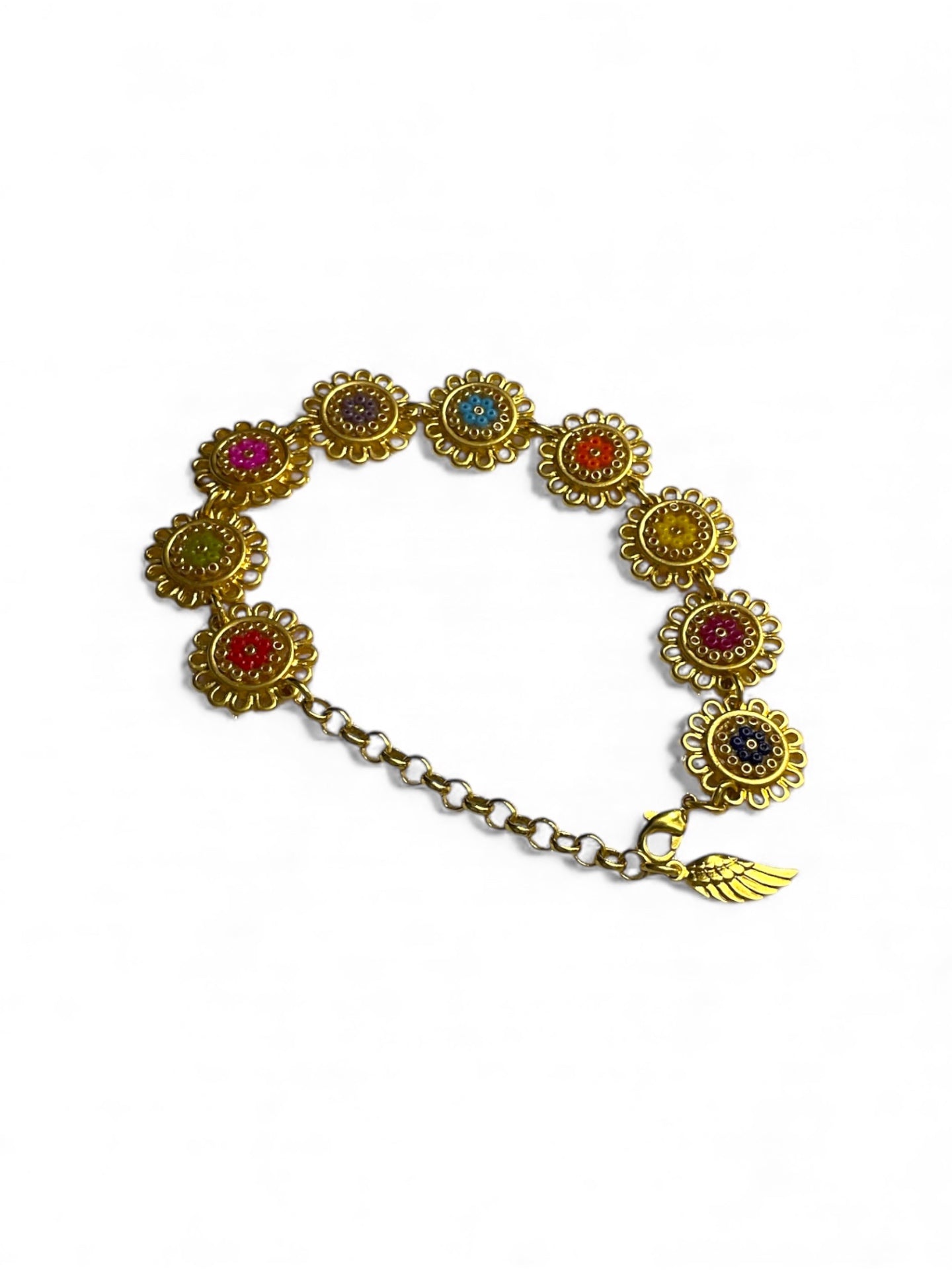 Pulsera MORENA CORAZÓN, 9 Flores  Colores