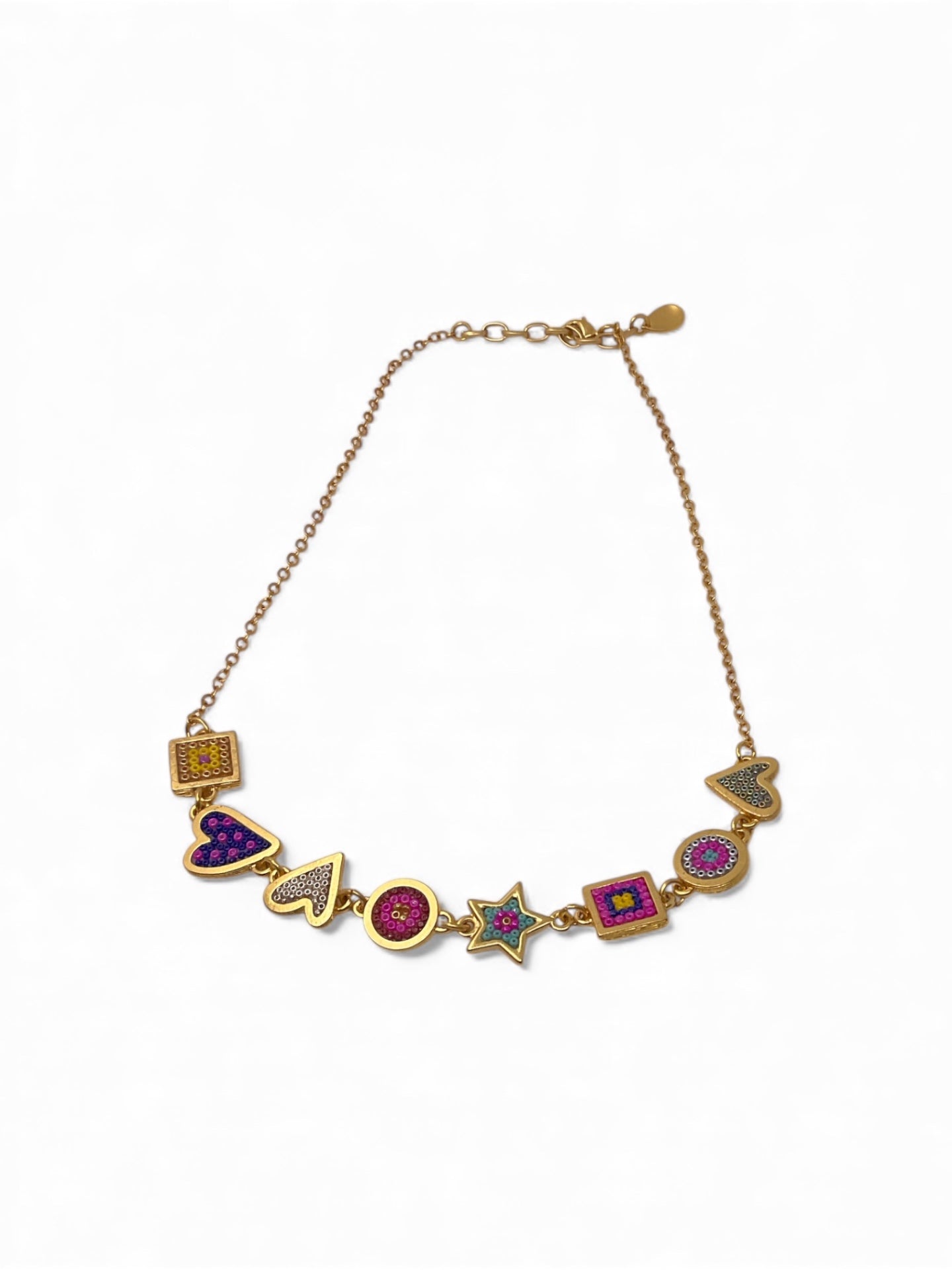 Gargantilla MORENA CORAZÓN, 8 dijes, Colores