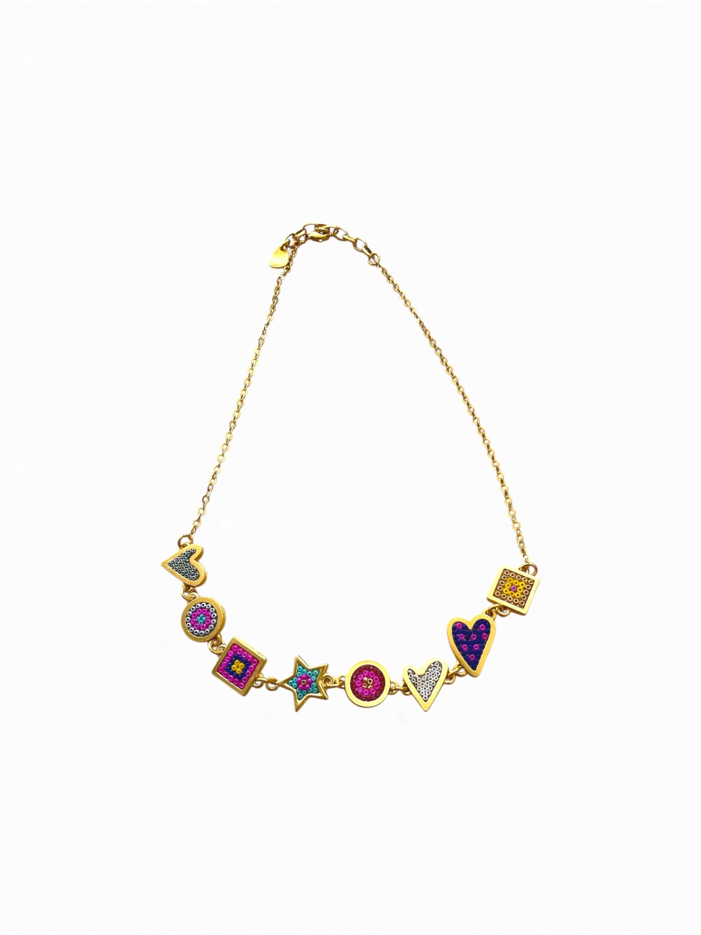 Gargantilla MORENA CORAZÓN, 8 dijes, Colores